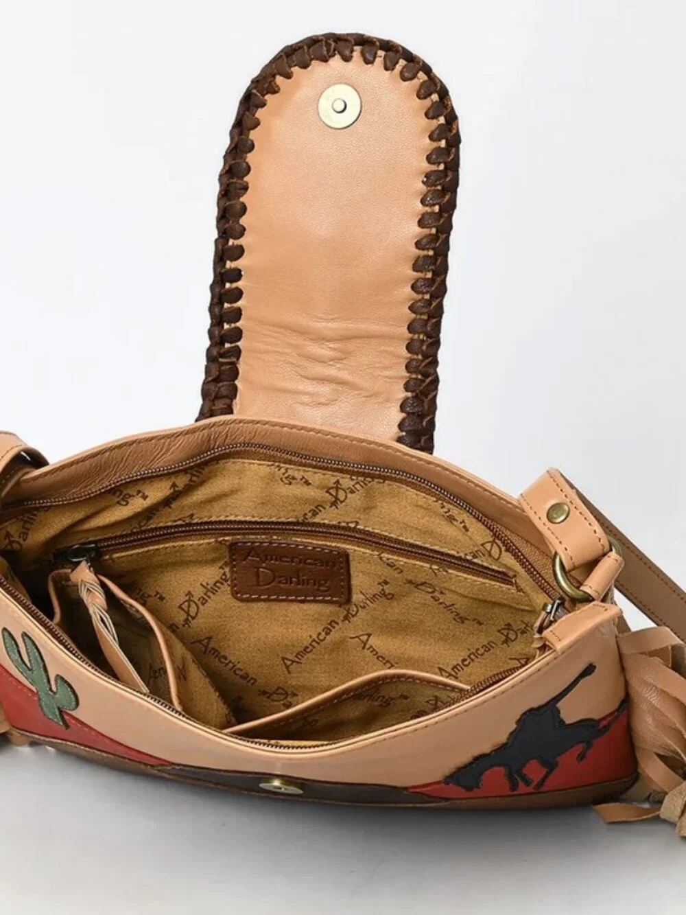 American Darling Desert Spirit Fringe Crossbody with turquoise concho element